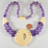 Antique Art Deco Carved Amethyst Bead Necklace C.1920 003568