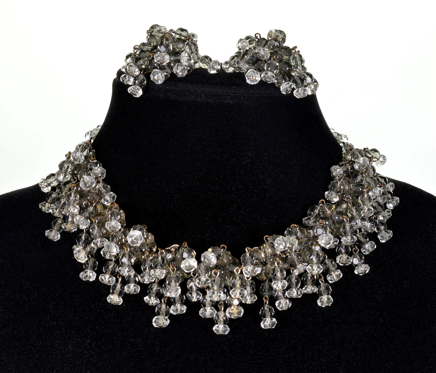 Vtg Jonné (Schrager) Crystal Cha-cha Necklace Earrings C.1960