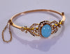 Antique Edwardian 15K Gold Turquoise Pearl Bangle Bracelet C.1900