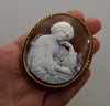 Antique Victorian Sibilla Cameo Brooch 18K Gold Carnelian Shell C.1850
