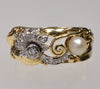 Antique Art Nouveau 14K Gold Platinum Diamond Pearl Ring
German Jugendstil W. Kölsch c.1900