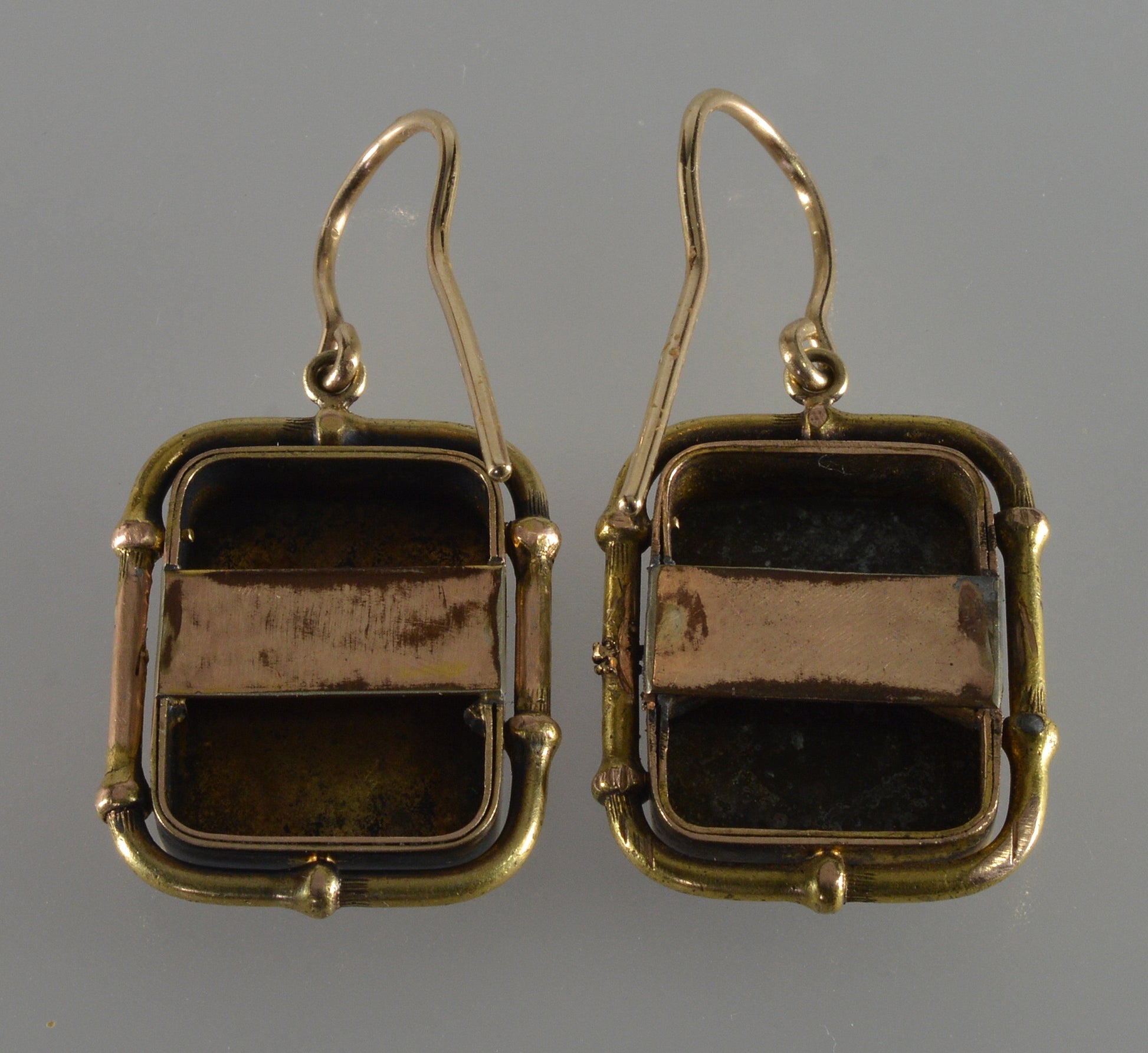 Antique Japanese Shakudo Mixed Metal Earrings C.1890 004090
