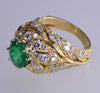 18K Gold Emerald Diamond Cocktail Ring Size 7.25 C.1980