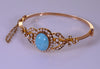 Antique Edwardian 15K Gold Turquoise Pearl Bangle Bracelet C.1900