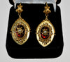 Antique Victorian 14K Gold Garnet Pearl Starburst Dangle Earrings C.1860