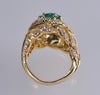 18K Gold Emerald Diamond Cocktail Ring Size 7.25 C.1980