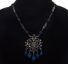 Antique Art Nouveau Peruzzi Satyr Angels Necklace Renaissance Revival Silver Sodalite C.1900