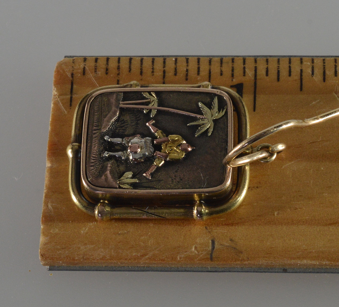 Antique Japanese Shakudo Mixed Metal Earrings C.1890 004090