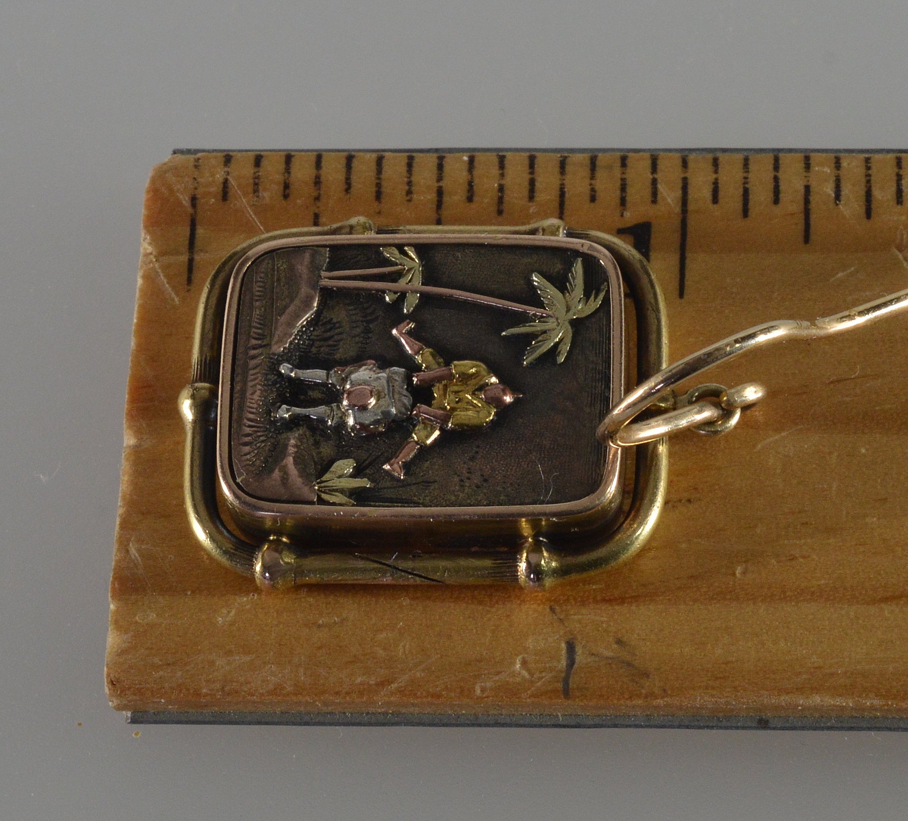 Antique Japanese Shakudo Mixed Metal Earrings C.1890 004090