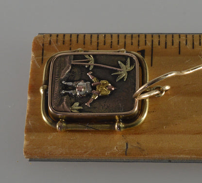 Antique Japanese Shakudo Mixed Metal Earrings C.1890 004090