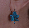 Victorian Turquoise 9K Gold Silver Leaf Earrings C.1890