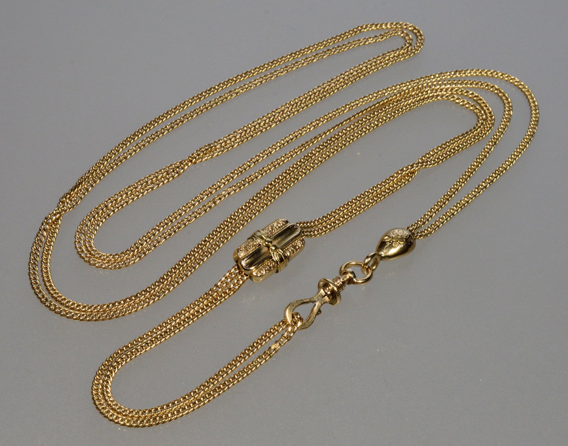 Antique Georgian 14K Gold Necklace Slide Guard Chain C.1820