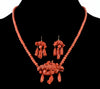 Antique Victorian Salmon Coral 14K Gold Necklace Earrings Set C.1860