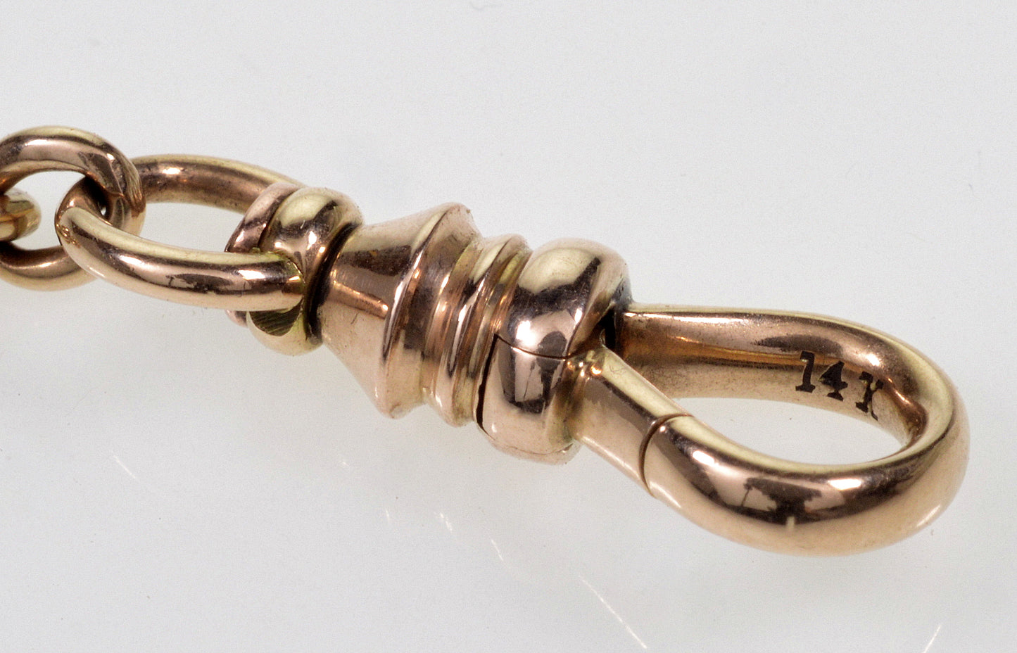 Antique Victorian 14K Rose Gold Fancy Watch Chain With Slide C. 1890