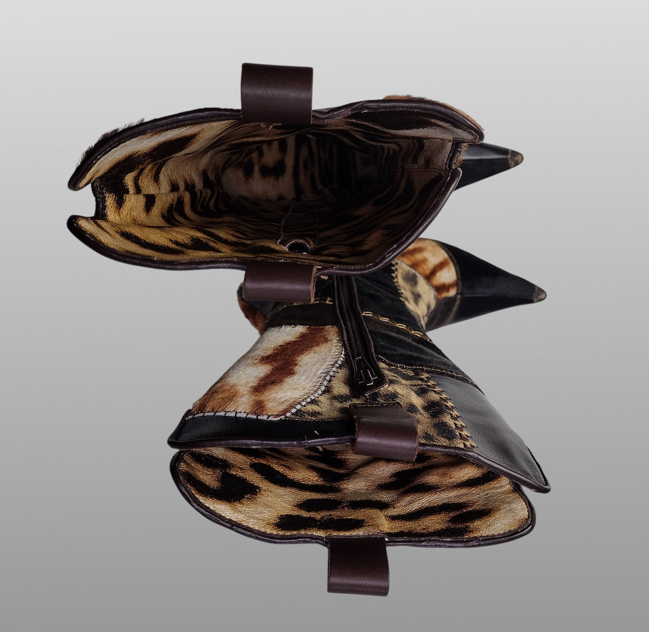 Roberto Cavalli Signature Pony Hair Calfskin Jaguar Print Boots 36 with Box