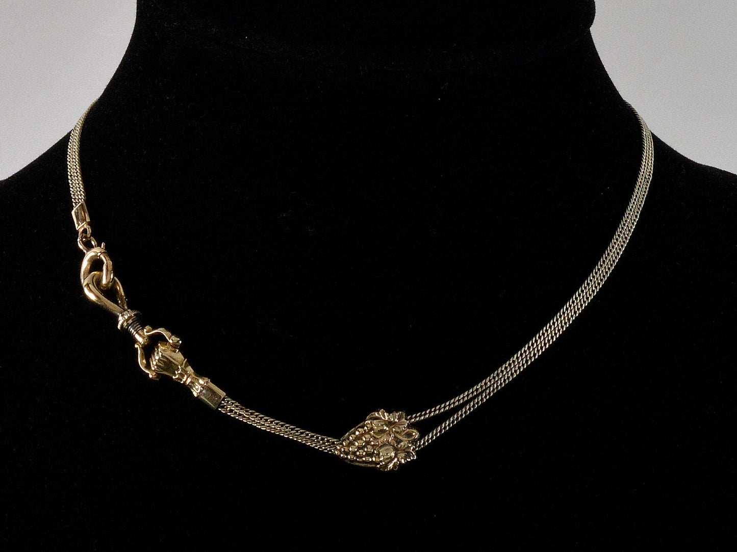 Antique Georgian 10K Gold Hand Fist Watch Chain Necklace C.1820 004052