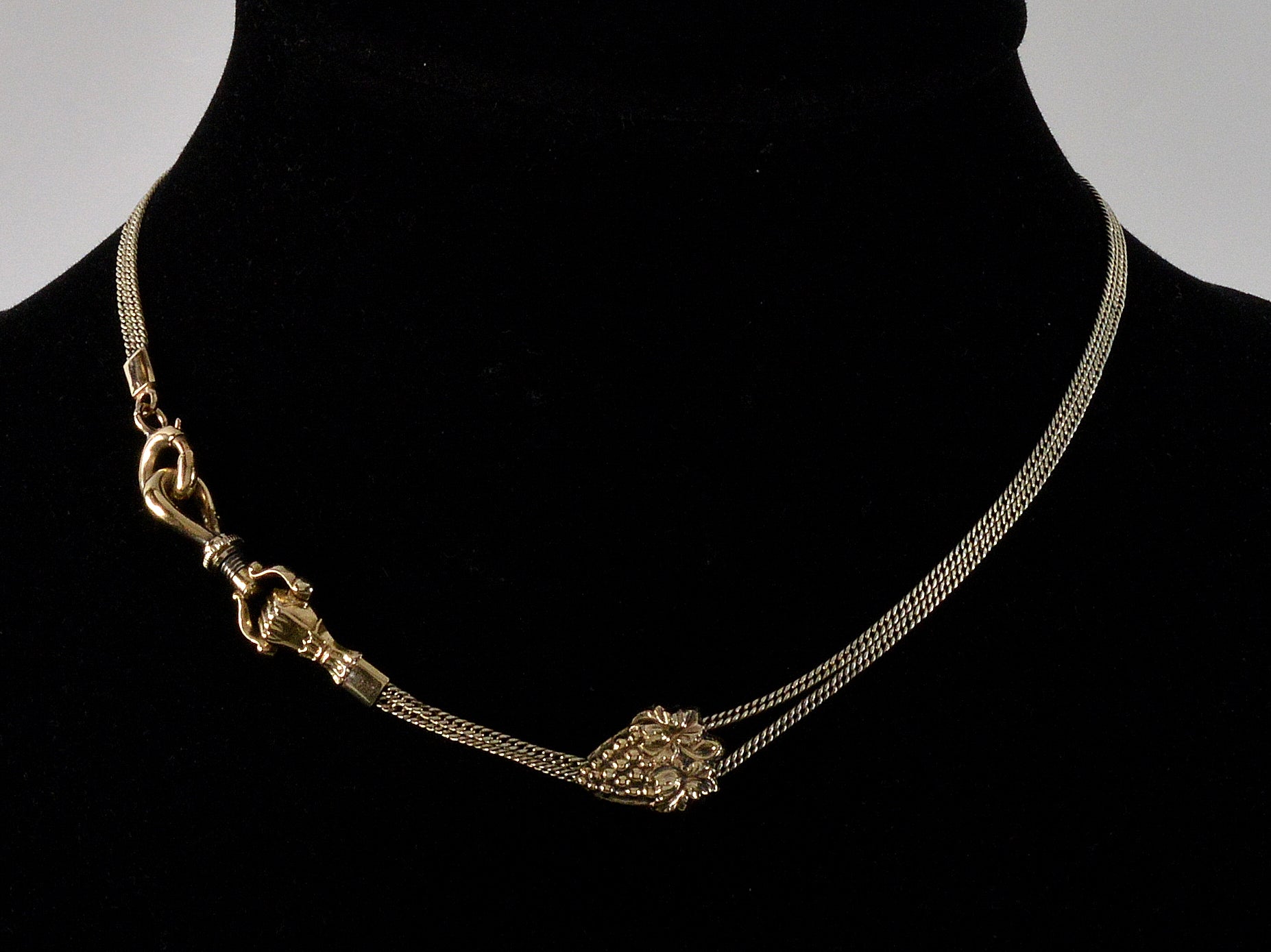 Antique Georgian 10K Gold Hand Fist Watch Chain Necklace C.1820 004052