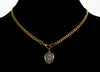 Georgian Carved Labradorite Monkey 9K Gold Pendant GF Chain Necklace C.1820