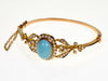 Antique Edwardian 15K Gold Turquoise Pearl Bangle Bracelet C.1900