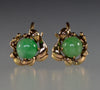 Antique Victorian 14K Gold Jade Cabochon Earrings C.1890