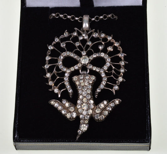 Antique Georgian St Esprit Silver Paste Pendant Necklace C.1820