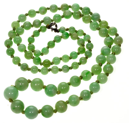 Antique Art Deco Jadeite Jade Bead Necklace 001887