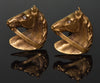 Antique Edwardian 14K Gold Horse Head Cufflinks Diamond Eyes C.1900