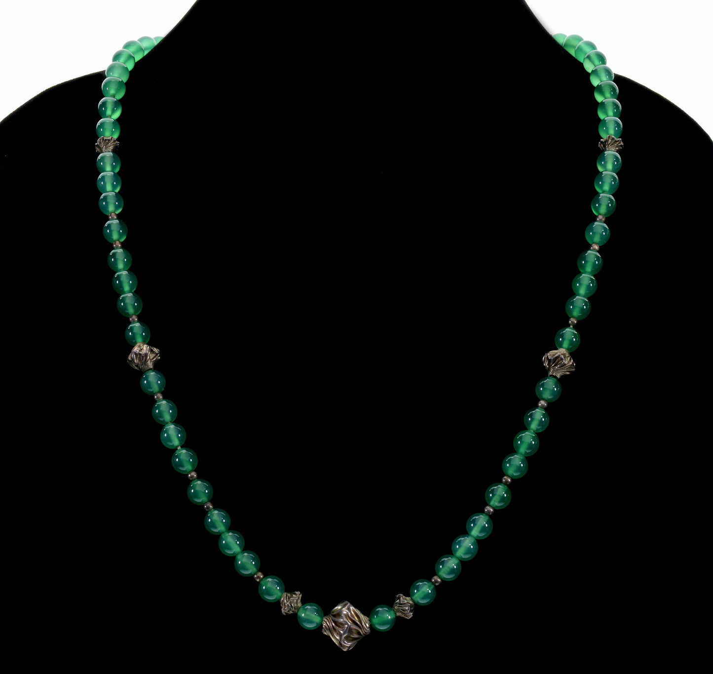 Antique Art Deco Chrysoprase Sterling Necklace C.1920 003723