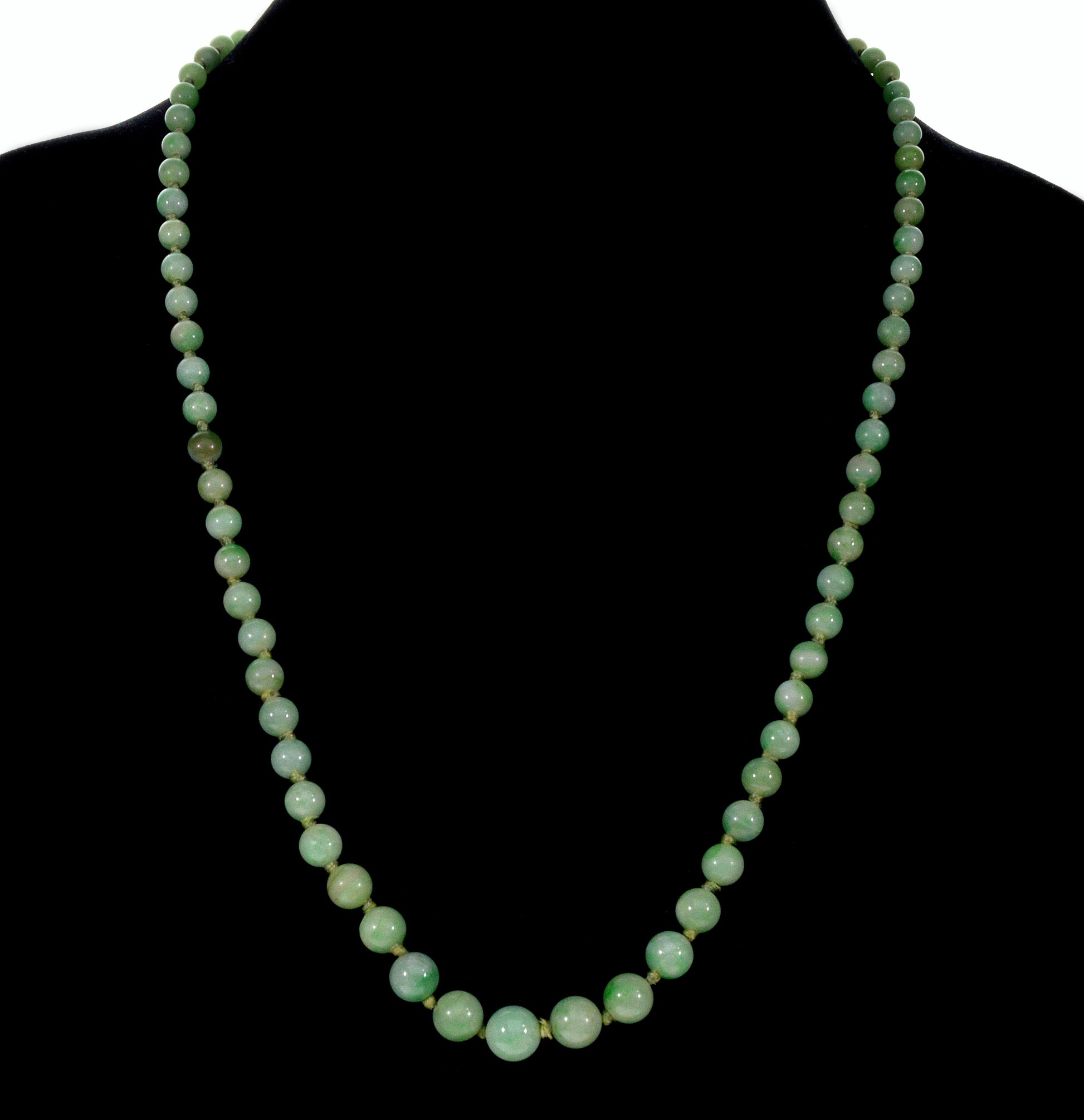 Antique Art Deco Jadeite Jade Bead Necklace 001887