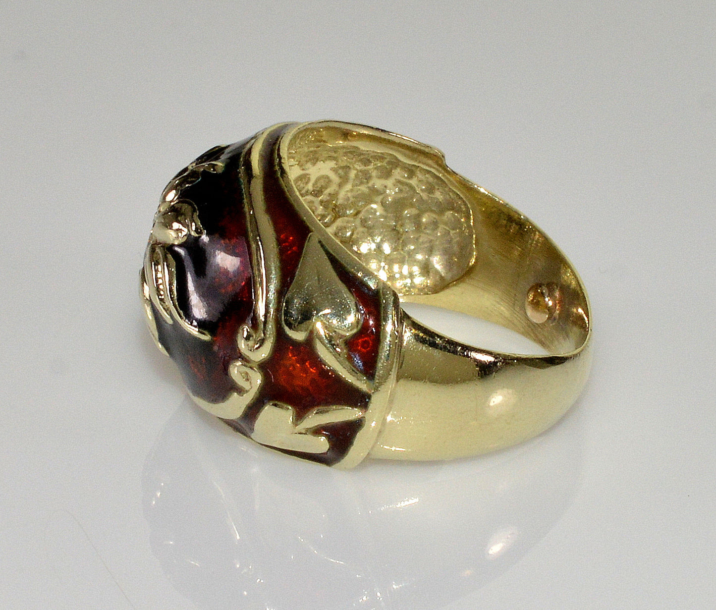 Estate 14K Gold Diamond Enamel Cocktail Ring Size 5 1/4 C.1980