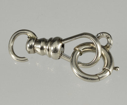 Victorian 14K White Gold Dog Clip And Bolt Clasps Set For Pocket Watch Albert Chain 0390