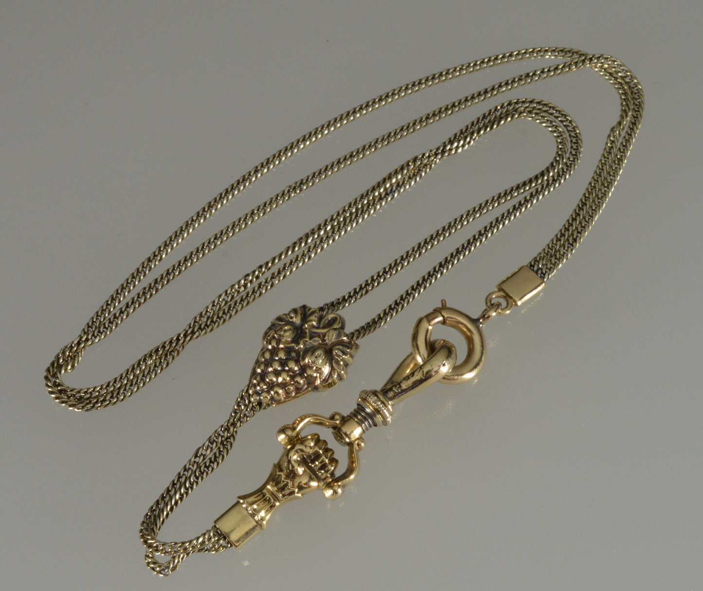 Antique Georgian 10K Gold Hand Fist Watch Chain Necklace C.1820 004052