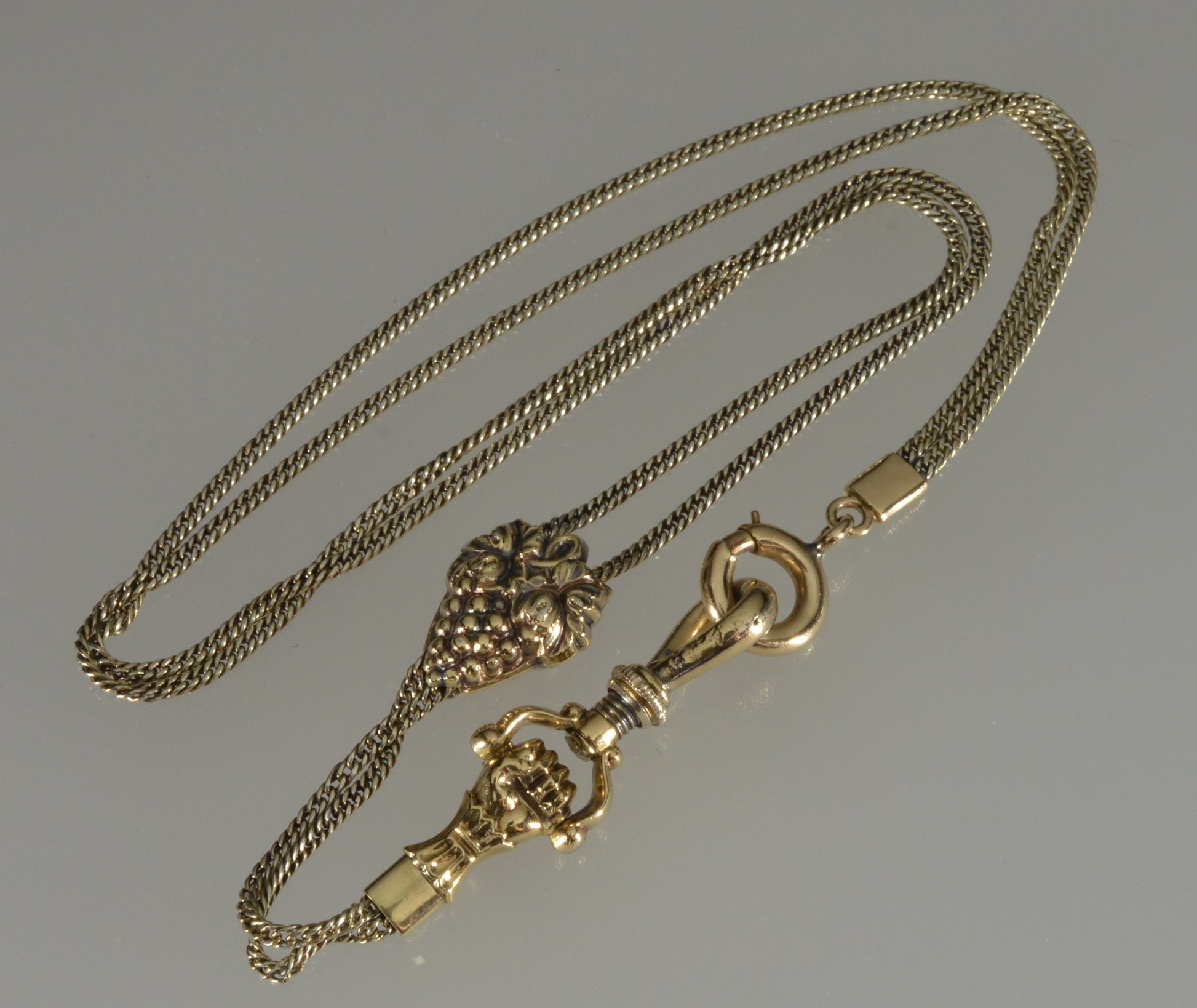 Antique Georgian 10K Gold Hand Fist Watch Chain Necklace C.1820 004052