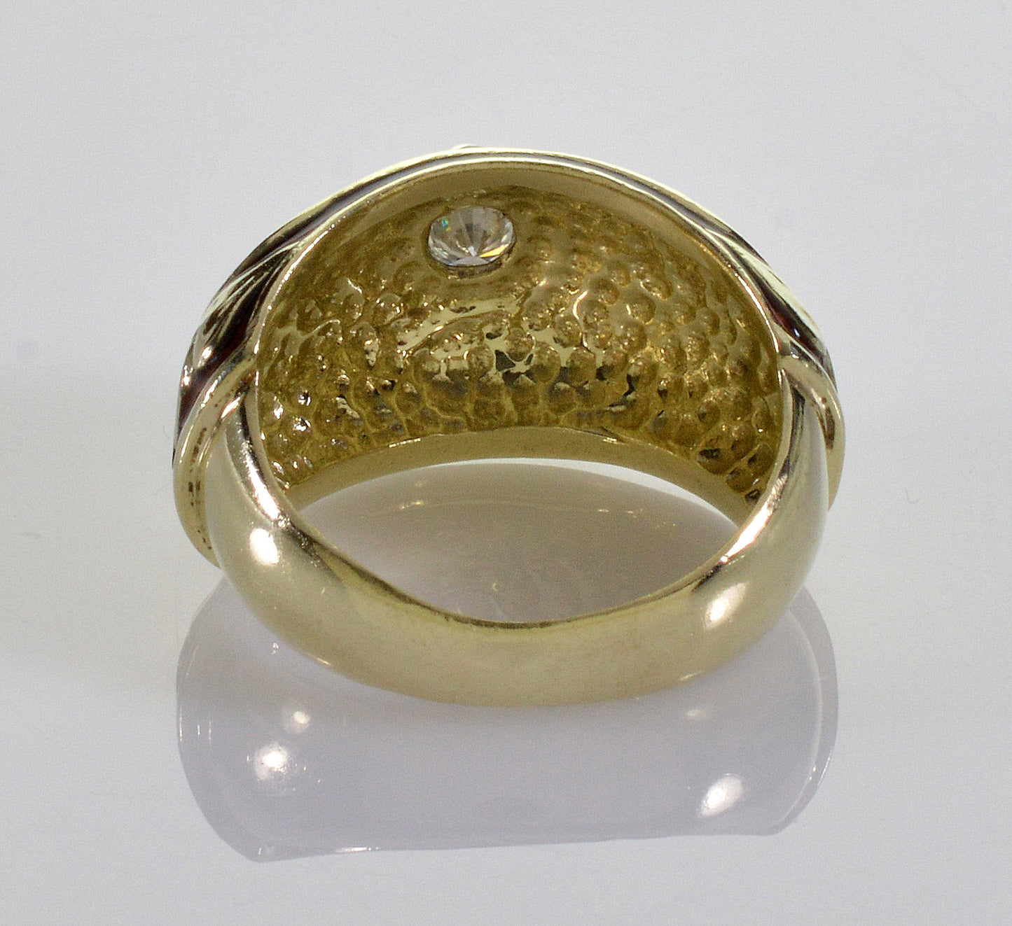 Estate 14K Gold Diamond Enamel Cocktail Ring Size 5 1/4 C.1980