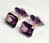 Antique Victorian 14K Gold Amethyst Diamond Cufflinks C.1890
