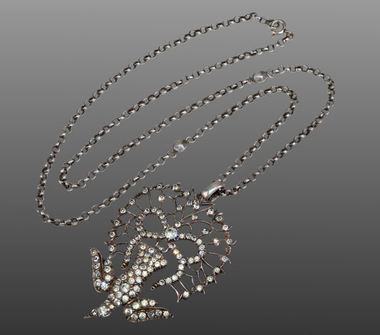 Antique Georgian St Esprit Silver Paste Pendant Necklace C.1820