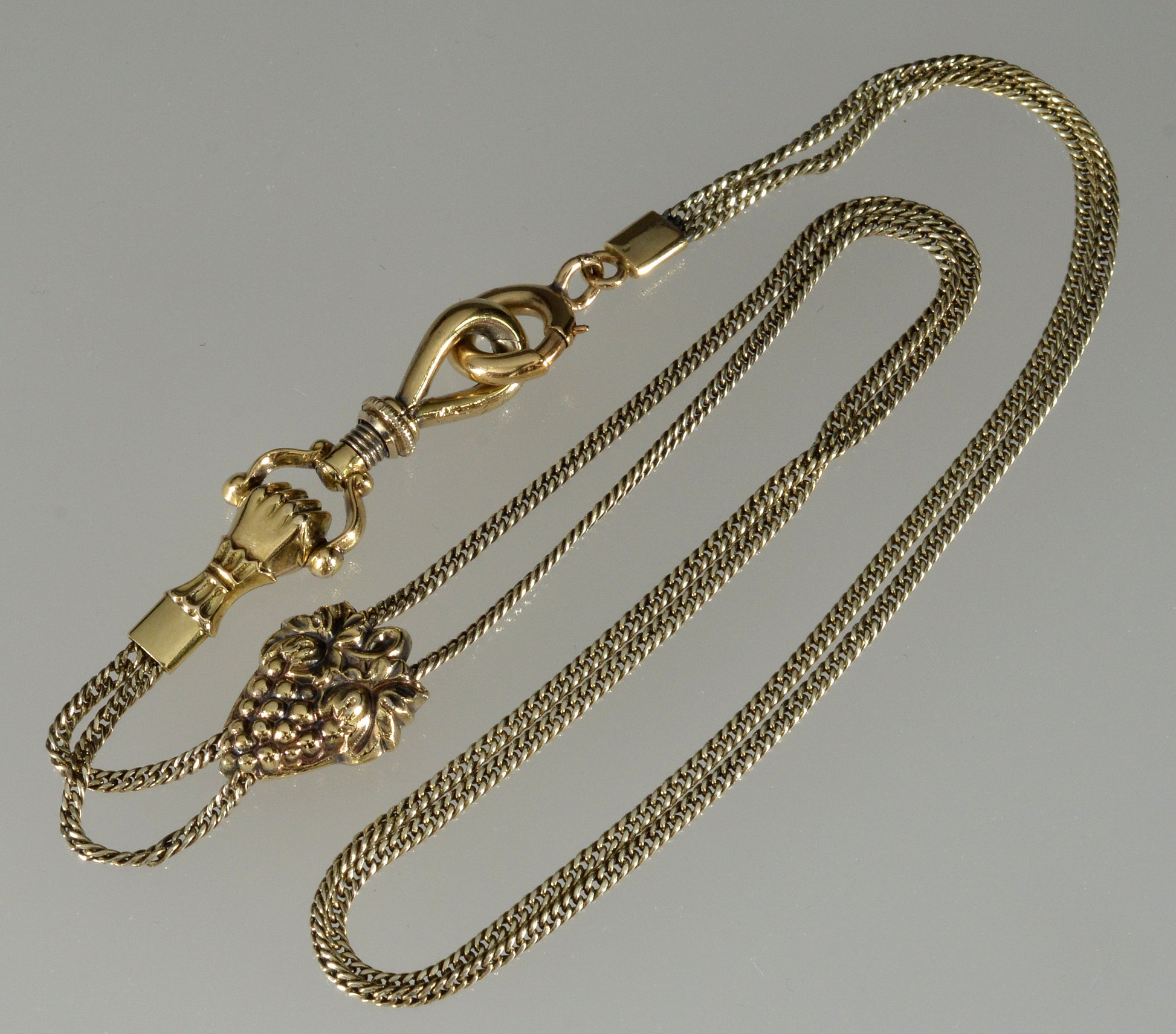 Antique Georgian 10K Gold Hand Fist Watch Chain Necklace C.1820 004052