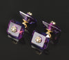 Antique Victorian 14K Gold Amethyst Diamond Cufflinks C.1890