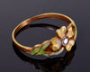 Antique Art Nouveau 18K Gold Enamel Diamond Ring C.1900 Size 5 1/2