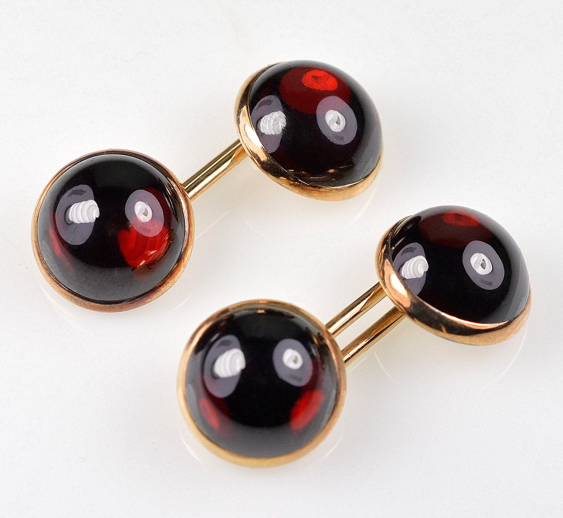 Antique Art Deco 14K Gold Garnet Cuff Links George O. Street & Sons C.1920 Original Box