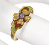 Antique Art Nouveau 18K Gold Enamel Diamond Ring C.1900 Size 5 1/2