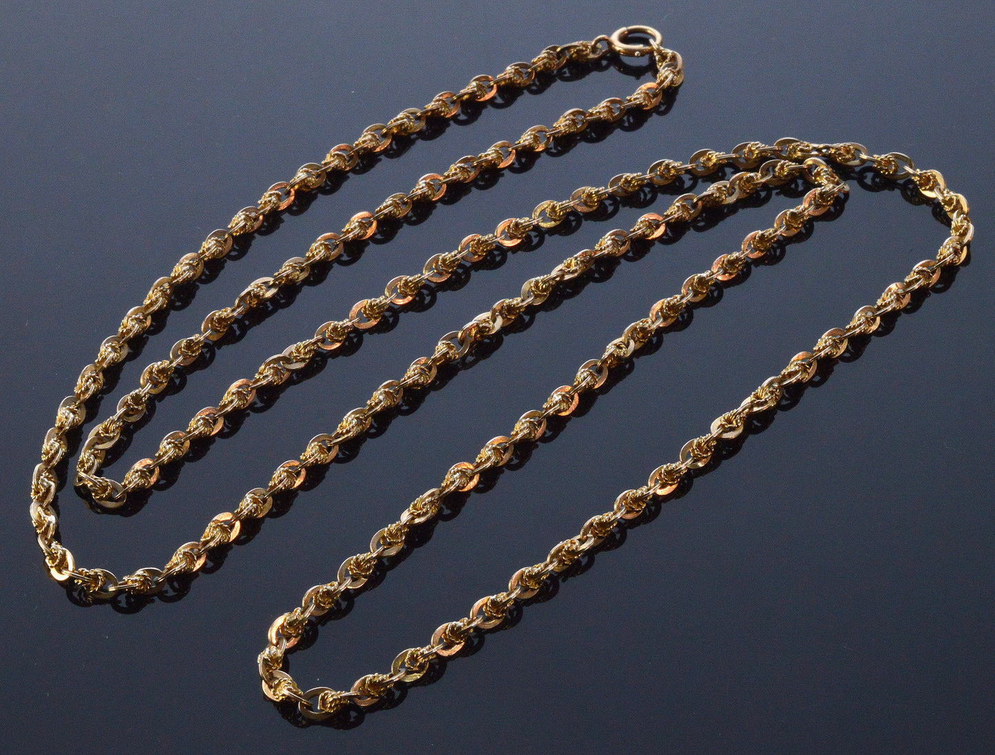 Antique Victorian 10K Gold Fancy Link Chain Necklace 32 1/2" C.1890 003872