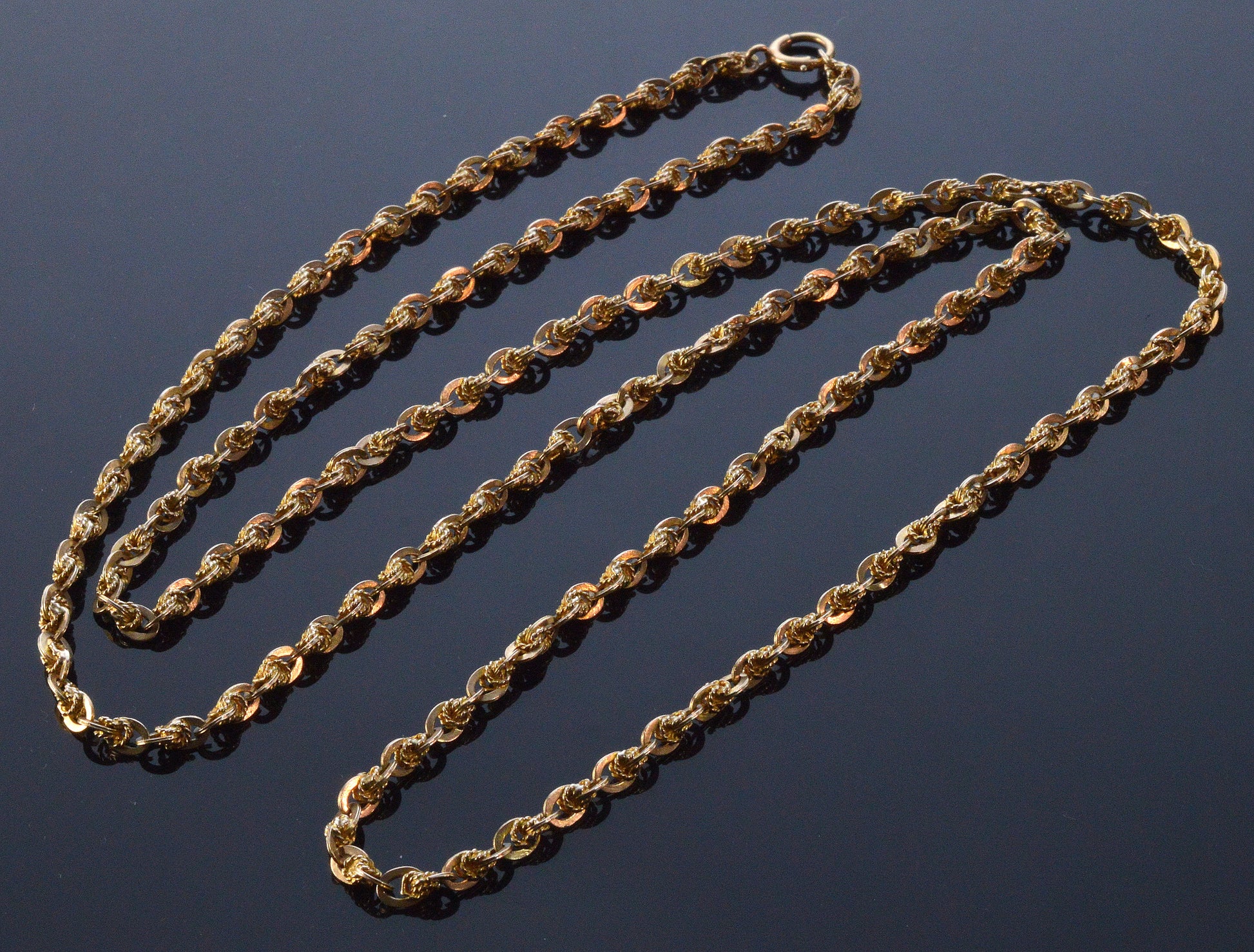 Antique Victorian 10K Gold Fancy Link Chain Necklace 32 1/2" C.1890 003872