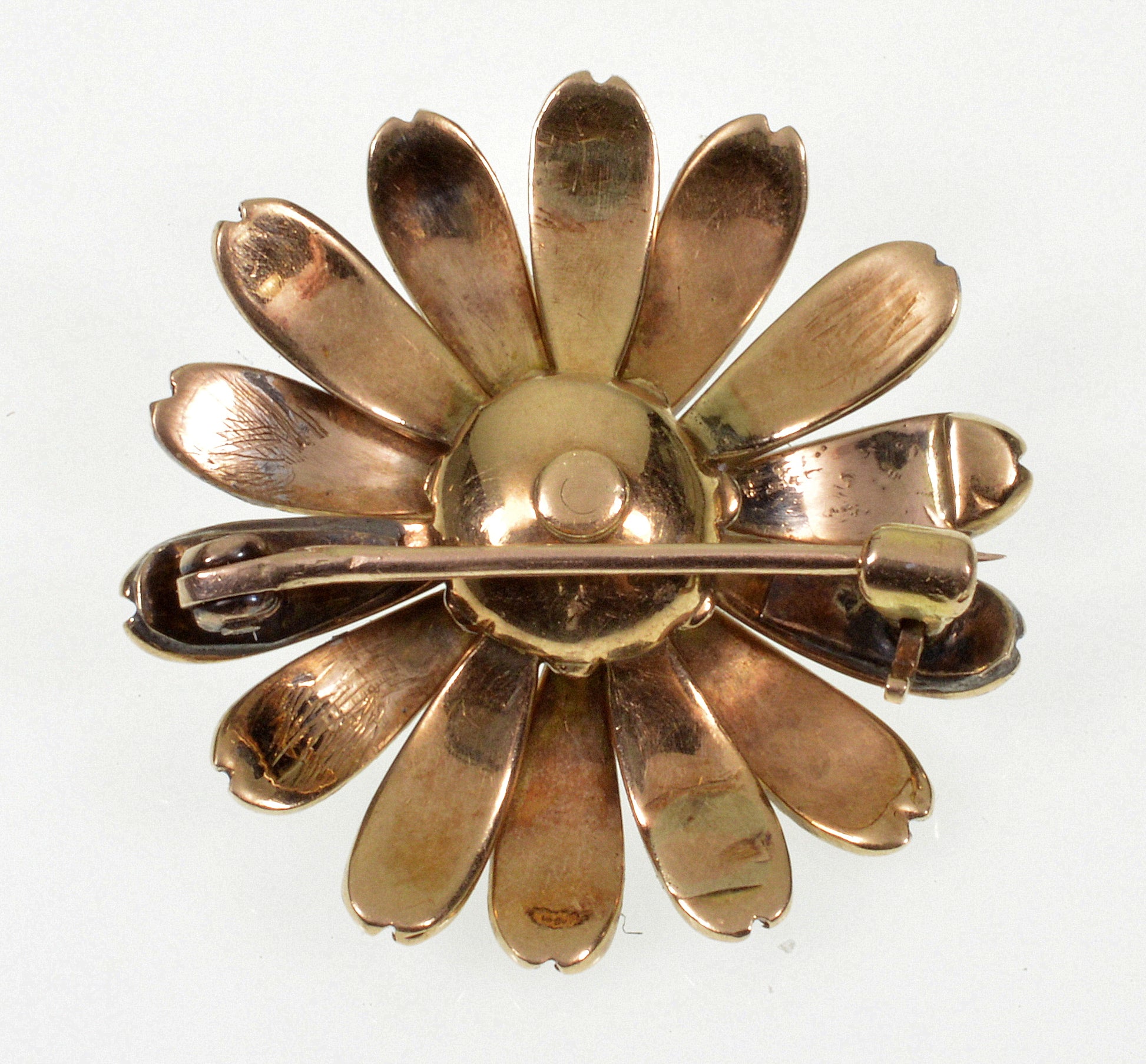 Antique Victorian 14K Gold Sead Pearl Daisy Brooch Pin C.1880