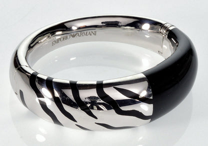 Emporio Armani Zebra Enamel Sterling Bangle Bracelet New With Tag