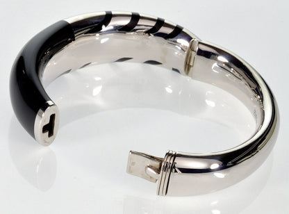 Emporio Armani Zebra Enamel Sterling Bangle Bracelet New With Tag