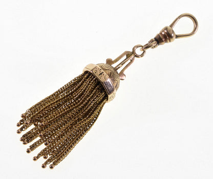 Antique Victorian 14K Gold Tassel Pendant Dog Clip Clasp C.1890