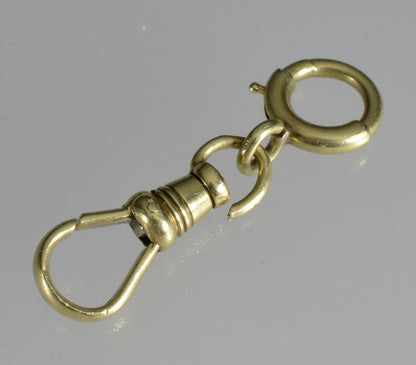 Victorian 14K Yellow Gold Dog Clip And Bolt Clasps Set For Pocket Watch Albert Chain 0391