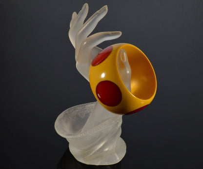 Art Deco Bakelite 5 Inlay Dots Extra Wide Bangle Bracelet C.1930