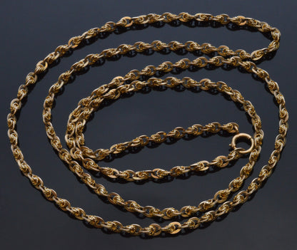 Antique Victorian 10K Gold Fancy Link Chain Necklace 32 1/2" C.1890 003872